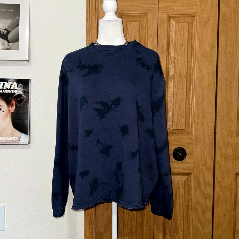 Alphalete Sweatshirt Women's S/M Blue Tie-Dye Long Sleeve Crew Neck Pullover